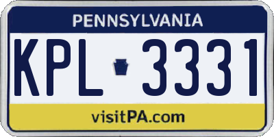 PA license plate KPL3331