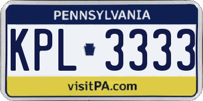 PA license plate KPL3333