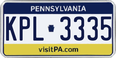 PA license plate KPL3335