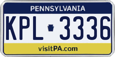 PA license plate KPL3336