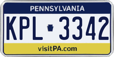 PA license plate KPL3342