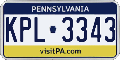 PA license plate KPL3343