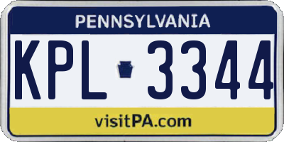 PA license plate KPL3344