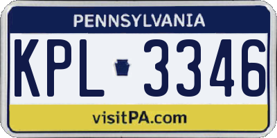 PA license plate KPL3346