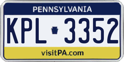 PA license plate KPL3352