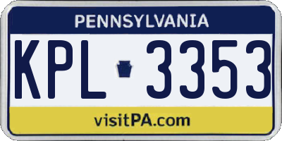 PA license plate KPL3353