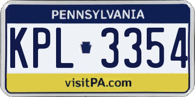 PA license plate KPL3354