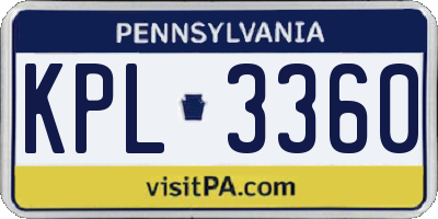 PA license plate KPL3360