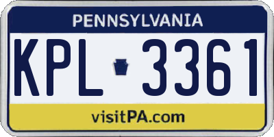 PA license plate KPL3361