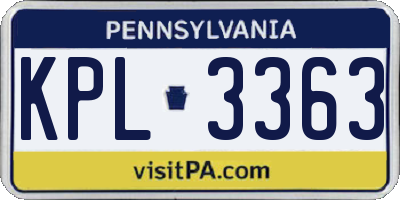 PA license plate KPL3363