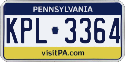 PA license plate KPL3364
