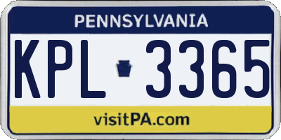 PA license plate KPL3365