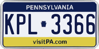 PA license plate KPL3366