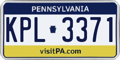 PA license plate KPL3371
