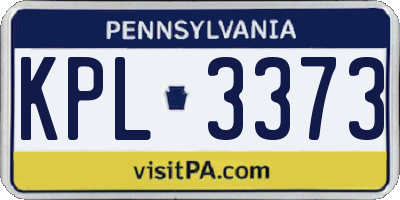 PA license plate KPL3373