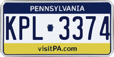 PA license plate KPL3374
