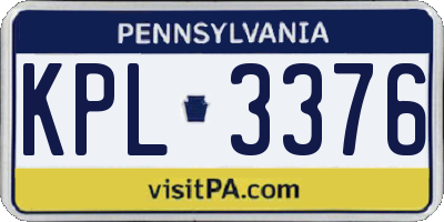 PA license plate KPL3376