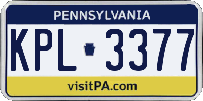 PA license plate KPL3377