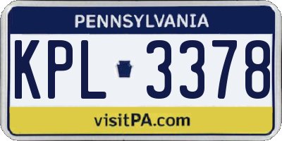 PA license plate KPL3378