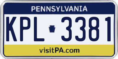 PA license plate KPL3381