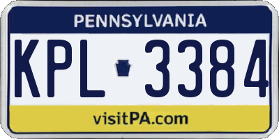 PA license plate KPL3384