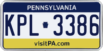 PA license plate KPL3386