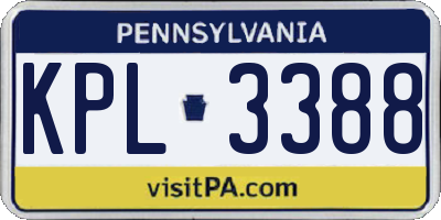 PA license plate KPL3388