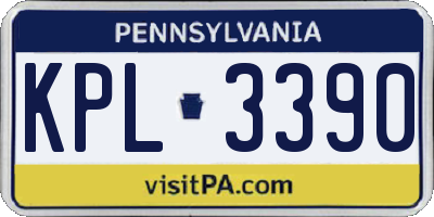 PA license plate KPL3390