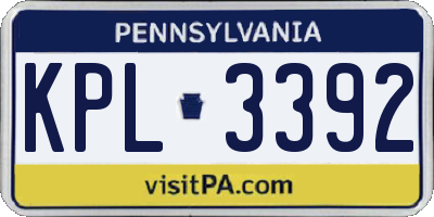 PA license plate KPL3392