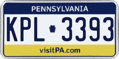 PA license plate KPL3393