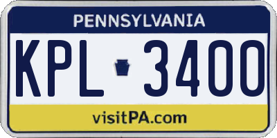 PA license plate KPL3400
