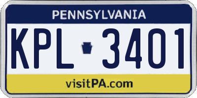 PA license plate KPL3401