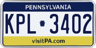 PA license plate KPL3402