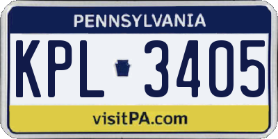 PA license plate KPL3405