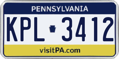 PA license plate KPL3412