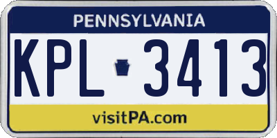 PA license plate KPL3413