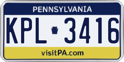 PA license plate KPL3416