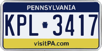 PA license plate KPL3417