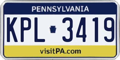 PA license plate KPL3419