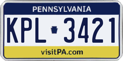 PA license plate KPL3421