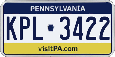 PA license plate KPL3422