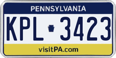 PA license plate KPL3423