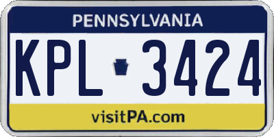 PA license plate KPL3424