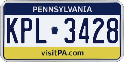 PA license plate KPL3428