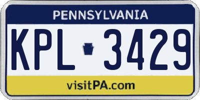 PA license plate KPL3429