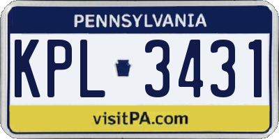 PA license plate KPL3431