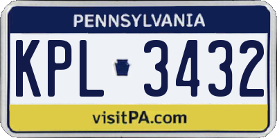 PA license plate KPL3432