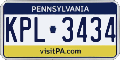 PA license plate KPL3434
