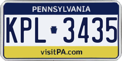 PA license plate KPL3435