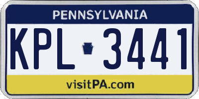 PA license plate KPL3441